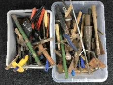 Two tubs of hand tools
