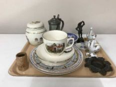 Tray comprising an interesting collection of ceramics and collectibles including Yardley ginger jar,