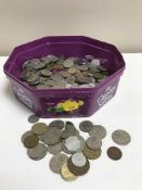 A tub of English and Foreign coins inc.