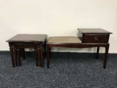 A Stag Minstrel telephone table and nest of tables