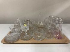 A tray of two Caithness miniature decanters, lead crystal glass ware,