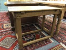 An antique pine butcher's table width 103 cm