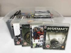 A box of Playstation and PS3 games