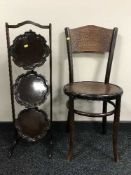 A mahogany folding cake stand and a Bentwood chair