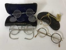 A pair of rolled gold spectacles and others