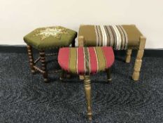 A hexagonal stool and two others