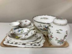 A tray of Wedgwood Kutani Crane fruit bowl, Wedgwood Clemantis vase,