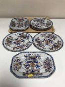 A tray of eight late 19th century Copeland Spode stone china plates