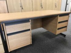 A twin pedestal office desk,