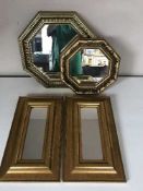 Two octagonal gilt framed mirrors and pair of mirrors