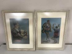 Continental school : figures dancing, watercolour with gouache, together with companion piece,