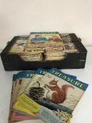 Two boxes of Look & Learn magazines and National Geographic magazines