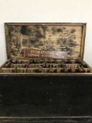 A late 19th century sign maker's chest and contents