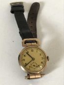 A vintage rose gold Rotary maximus wrist watch in Art Deco style with gold fittings