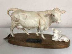 A Beswick Connoisseur figure Charolais cow and calf,