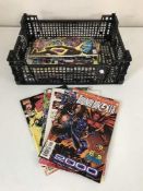 A basket of DC and Marvel comics inc.