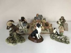 A tray of large Lilly Put village scene, Teviotdale figure of an otter,