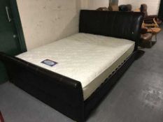 A 5' brown leather bed frame with storage drawer and Profile mattress