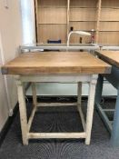 A reclaimed pine kitchen centre table