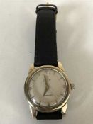 An Omega Automatic Seamaster gentleman's wrist watch on black leather strap