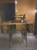 A Singer treadle sewing machine