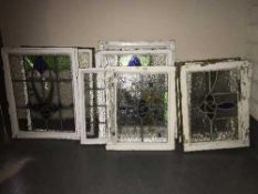 Ten framed leaded stained glass windows