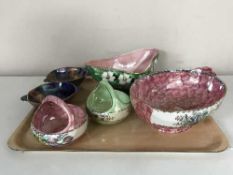 A tray of six pieces of Maling china