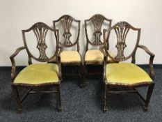 Eight mahogany shield backed dining chairs