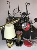 Two boxes of desk lamp, assorted table lamps, Tiffany style lamp,