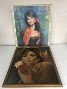 A 20th century gilt framed oil on canvas; head and shoulders portrait of a lady,