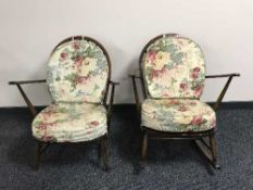 An Ercol rocking chair and matching armchair