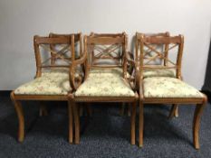 Six yew wood dining chairs