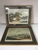 A pair of gilt framed colour prints - Stag hunting