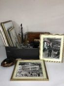 A box of Bohemian brandy glasses, ash tray,