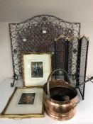 A metal fire screen, spark guard,
