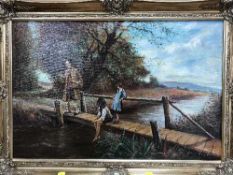 Ray Smith : Fishing on a bridge,