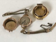 A 9ct gold Rolex wrist watch, Prima, timed six positions on strap,