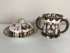 A Royal Crown Derby loving cup and a lidded muffin dish