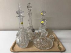 Four assorted decanters, misc.