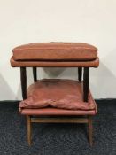 Two 1970's leather footstools