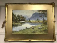 Warren Williams A.R.C.A. : Conway River, watercolour, signed, framed.