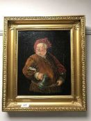 A gilt framed oil on canvas - portly gentleman