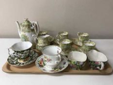 A tray containing a fifteen piece Royal Albert Paisley Shawl china tea service together with a