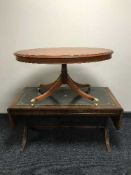 A yew wood coffee table and a sofa table