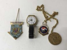 A Gents stainless steel and gold plated wristwatch of Masonic interest,