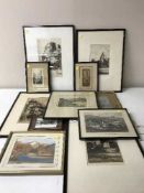 An oil painting of Durham Cathedral, together with two watercolours,