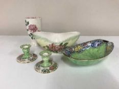 A tray containing five pieces of Maling china incl.