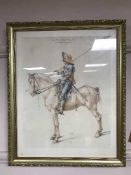 After Albrecht Durer : Gilt framed colour print depicting an armoured solider on horseback