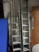 An aluminium triple section extending ladder and a multi function ladder