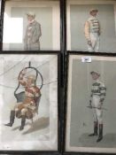 A set of four framed Vanity Fair spy prints depicting jockeys
